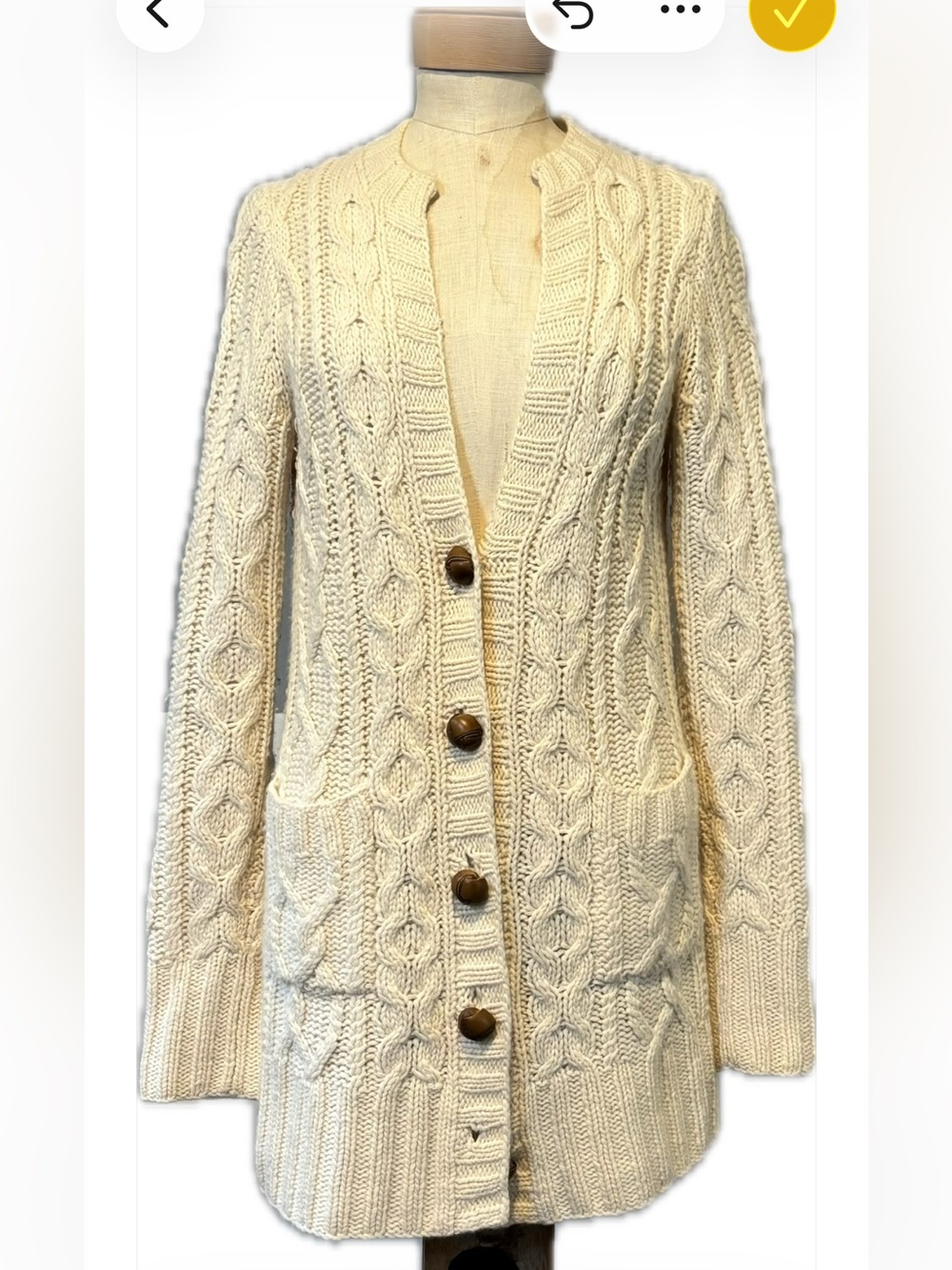 J. Crew Hand knit Cable-knit 
Long cardigan in Cream